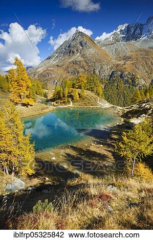 Stock Image - Lac Bleu, Grande Dent de Veisivi, Valais, Switzerland, Europe. Fotosearch