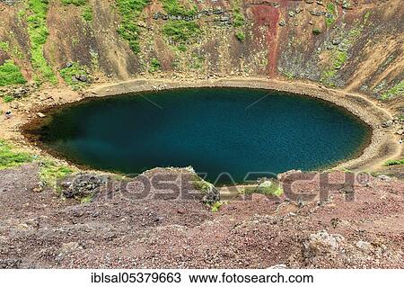 Lake in volcanic crater, Crater, Iceland, Europe View Large Photo Image Stock Image - Lake in volcanic crater, Crater, Iceland, Europe. Fotosearch