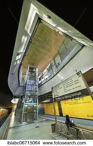 Lift tower in the underground station Garching-Forschungszentrum, Garching, Upper Bavaria, Bavaria, Germany, Europe View Large Photo Image Picture - Lift tower in the underground station Garching-Forschungszentrum, Garching, Upper Bavaria, Bavaria, Germany, Europe. Fotosearch