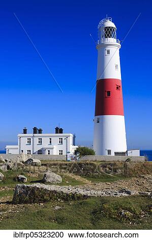 Stock Image - Lighthouse of Portland, Isle of Portland, Dorset, England, Great Britain. Fotosearch