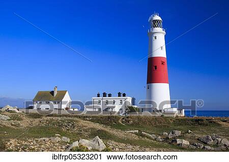 Stock Image - Lighthouse of Portland, Isle of Portland, Dorset, England, Great Britain. Fotosearch