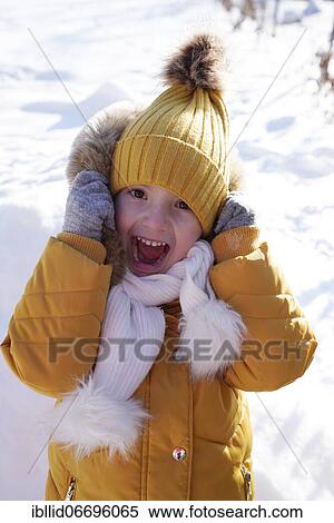 Little girl screaming, portrait, with bobble hat and scarf, 6 years old, in winter at snow, Karlovy Vary, Czech Republic, Europe View Large Photo Image Stock Photography - Little girl screaming, portrait, with bobble hat and scarf, 6 years old, in winter at snow, Karlovy Vary, Czech Republic, Europe. Fotosearch