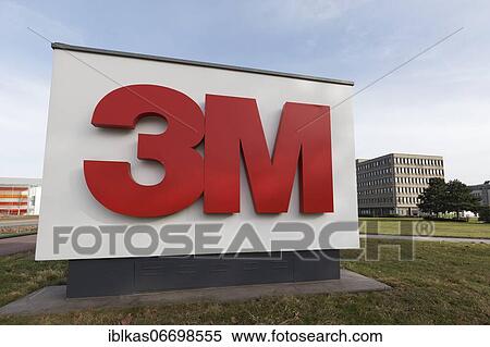 Stock Photography - Logo 3M in front of the Germany headquarters, US-Mulit technology group, Neuss, North Rhine-Westphalia, Germany, Europe. Fotosearch