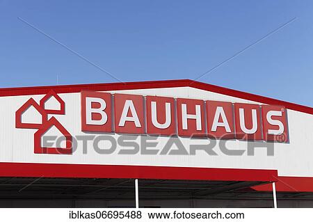 Logo of the DIY chain Bauhaus, word-picture mark, Düsseldorf, North Rhine-Westphalia, Germany, Europe View Large Photo Image Stock Photo - Logo of the DIY chain Bauhaus, word-picture mark, Düsseldorf, North Rhine-Westphalia, Germany, Europe. Fotosearch