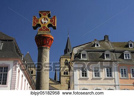 Marktkreuz, Rhineland-Palatinate, Main Market with Cathedral, Trier, Germany, Europe View Large Photo Image Stock Photo - Marktkreuz, Rhineland-Palatinate, Main Market with Cathedral, Trier, Germany, Europe. Fotosearch