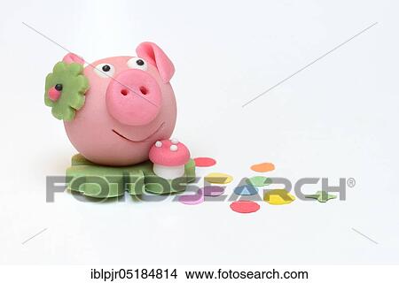 Picture - Marzipan lucky pig, marzipan pig. Fotosearch