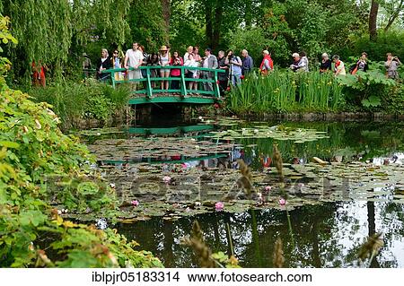Picture - Monet garden, Monet garden, water lily pond, visitors in the water lily garden, painter Claude Monet, Giverny, Normandy, France, Europe. Fotosearch