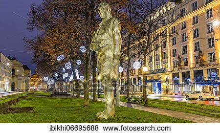 Monument, statue of Maximilian von Montgelas at night, Promenade Square, Munich, Upper Bavaria, Bavaria, Southern Germany View Large Photo Image Stock Photo - Monument, statue of Maximilian von Montgelas at night, Promenade Square, Munich, Upper Bavaria, Bavaria, Southern Germany. Fotosearch