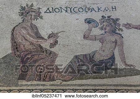 Mosaic, Dionysus and the nymph Akme, House of Dionysus, excavation site site, Archaeological Park, Paphos, Cyprus, Europe View Large Photo Image Stock Image - Mosaic, Dionysus and the nymph Akme, House of Dionysus, excavation site site, Archaeological Park, Paphos, Cyprus, Europe. Fotosearch