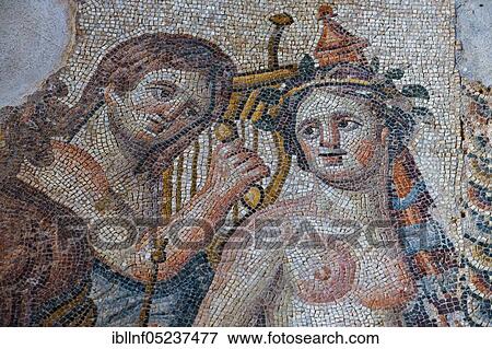 Mosaic, Dionysus Train, Centaur and Maenad, House of Aion, Archaeological Site, Archaeological Park, Paphos, Cyprus, Europe View Large Photo Image Stock Photo - Mosaic, Dionysus Train, Centaur and Maenad, House of Aion, Archaeological Site, Archaeological Park, Paphos, Cyprus, Europe. Fotosearch