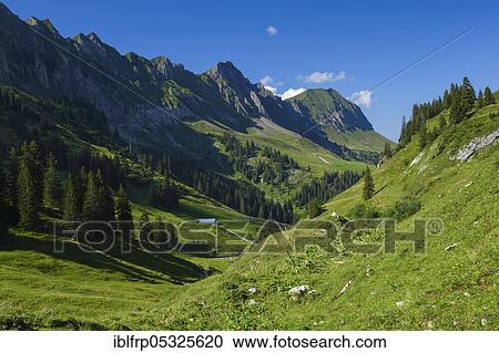 Stock Image - Mountain range on the Pragelpass, from Mieserenstock to Gantspitz, Schwyz, Switzerland, Europe. Fotosearch
