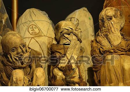 Stock Photo - Mummies of the Chachapoya culture in the museum of Leymebamba, province of Chachapoyas, Amazonas region, Peru, South America. Fotosearch