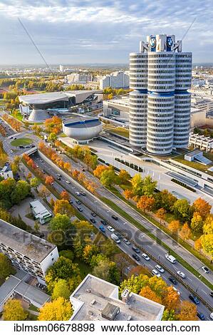 Munich BMW World headquarters skyline aerial view city architecture travel skyscraper portrait, Munich, Germany, Europe View Large Photo Image Stock Photo - Munich BMW World headquarters skyline aerial view city architecture travel skyscraper portrait, Munich, Germany, Europe. Fotosearch