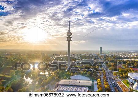 Munich Olympic Tower Olympic Park Skyline Aerial View City Architecture Travel, Munich, Germany, Europe View Large Photo Image Stock Image - Munich Olympic Tower Olympic Park Skyline Aerial View City Architecture Travel, Munich, Germany, Europe. Fotosearch