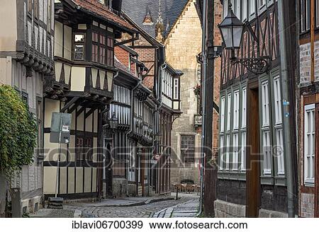 Narrow alley with half-timbered houses in the old town, UNESCO World Heritage Site, Quedlinburg, Saxony-Anhalt, Germany, Europe View Large Photo Image Stock Photo - Narrow alley with half-timbered houses in the old town, UNESCO World Heritage Site, Quedlinburg, Saxony-Anhalt, Germany, Europe. Fotosearch