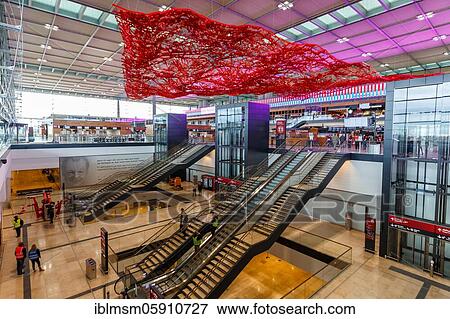 Stock Photo - New Berlin Brandenburg BER Willy Brandt Airport Terminal 1, Berlin, Germany, Europe. Fotosearch