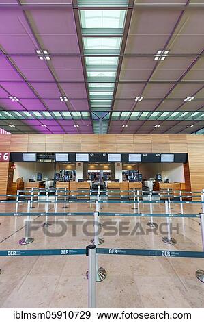 Stock Photo - New Berlin Brandenburg BER Willy Brandt Airport Terminal 1, Berlin, Germany, Europe. Fotosearch