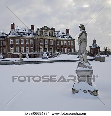 Picture - Nordkirchen Castle in winter, baroque moated castle, Nordkirchen, Münsterland, North Rhine-Westphalia, Germany, Europe. Fotosearch