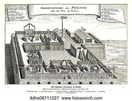 Stock Photo - Old Chinese Observatory at Peking, After a copper engraving for the Histoire des Voyages of 1747. Fotosearch