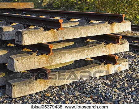 Old dismantled railway tracks, rails, local sleepers, concrete, Hamburg, Germany, Europe View Large Photo Image Stock Photo - Old dismantled railway tracks, rails, local sleepers, concrete, Hamburg, Germany, Europe. Fotosearch