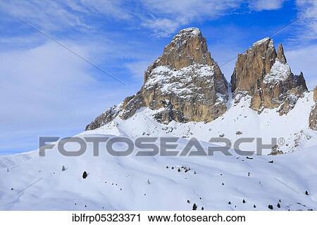 Stock Image - Plattkofel, 2956 m, Dolomites, South Tyrol, Itly. Fotosearch