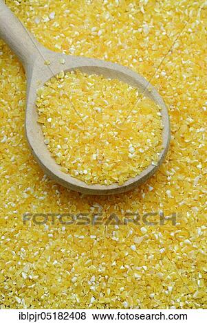 Polenta, maize, corn semolina, maize meal, corn flour, wooden spoon View Large Photo Image Stock Photo - Polenta, maize, corn semolina, maize meal, corn flour, wooden spoon. Fotosearch