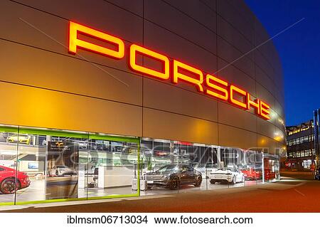 Picture - Porsche dealer Auto Autos Zuffenhausen modern architecture in Stuttgart, Germany, Europe. Fotosearch
