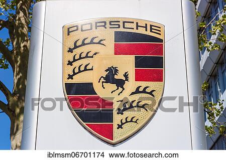 Porsche logo symbol sign headquarters in Stuttgart Zuffenhausen, Stuttgart, Germany, Europe View Large Photo Image Picture - Porsche logo symbol sign headquarters in Stuttgart Zuffenhausen, Stuttgart, Germany, Europe. Fotosearch