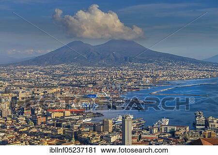 Stock Image - Port area, Vesuvius, Naples, Italy, Europe. Fotosearch