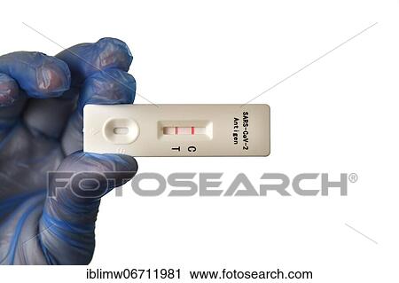 Stock Image - Positive antigen rapid test, test cassette, Corona crisis, Germany, Europe. Fotosearch