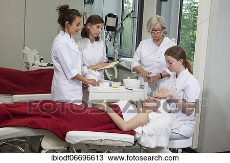 Practical training as a beautician with a vocational baccalaureate at the Elly-Heuss-Knapp-Schule, Berufskolleg der Stadt Düsseldorf, North Rhine-Westphalia, Germany, Europe View Large Photo Image Stock Image - Practical training as a beautician with a vocational baccalaureate at the Elly-Heuss-Knapp-Schule, Berufskolleg der Stadt Düsseldorf, North Rhine-Westphalia, Germany, Europe. Fotosearch