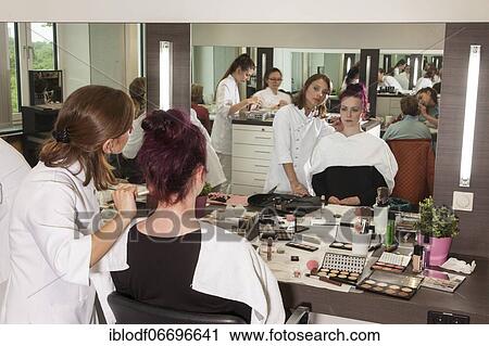 Practical training as a beautician with a vocational baccalaureate at the Elly-Heuss-Knapp-Schule, Berufskolleg der Stadt Düsseldorf, North Rhine-Westphalia, Germany, Europe View Large Photo Image Stock Image - Practical training as a beautician with a vocational baccalaureate at the Elly-Heuss-Knapp-Schule, Berufskolleg der Stadt Düsseldorf, North Rhine-Westphalia, Germany, Europe. Fotosearch