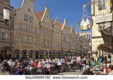 Prinzipalmarkt with people in the street cafe, Münster, North Rhine-Westphalia, Germany, Europe View Large Photo Image Stock Image - Prinzipalmarkt with people in the street cafe, Münster, North Rhine-Westphalia, Germany, Europe. Fotosearch