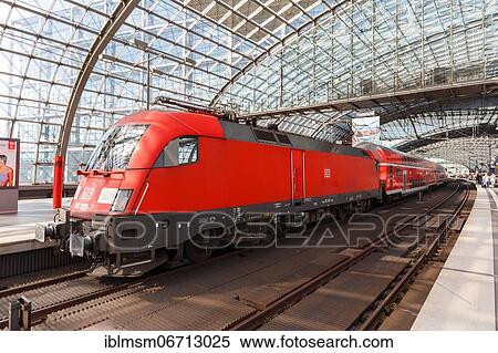 Stock Photography - Regional train locomotive train at the station central railway station Hbf in Berlin, Germany, Europe. Fotosearch