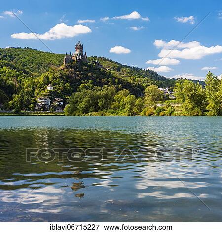 Stock Photo - Reichsburg Cochem above the Moselle, Moselle Valley, Cochem, Rhineland-Palatinate, Germany, Europe. Fotosearch