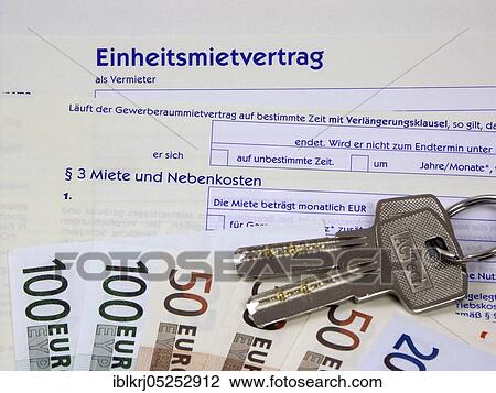 Stock Image - Rental agreement, statement of the amount of rent and additional costs, rent, statement of additional rental costs, statement of accommodation costs, handing over of keys, handing over of keys, keys, rent deposit, apartment, handing over of apartment,.... Fotosearch
