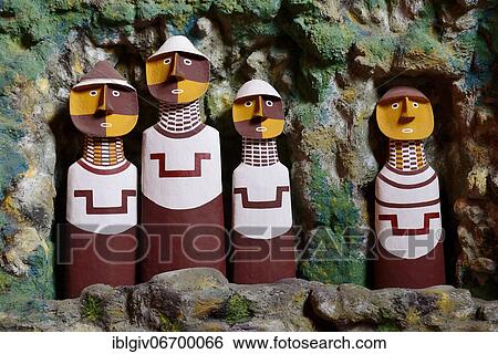 Stock Photograph - Replica of sarcophagi of the Chachapoya culture in the museum of Leymebamba, province of Chachapoyas, Amazonas region, Peru, South America. Fotosearch