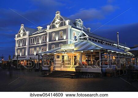 Stock Photo - Restaurant (Victoria) and Alfred Waterfront, Cape Town, Western Cape, South Africa, Africa. Fotosearch