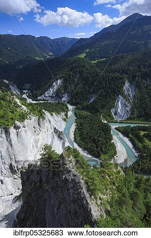 Stock Image - Rhine Gorge, Graubuenden, Switzerland, Europe. Fotosearch