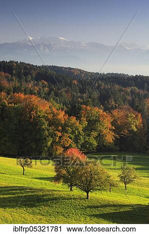 Stock Image - Rigi, view from Hittnau, Zurich Oberland, Switzerland, Zurich Oberland, Europe. Fotosearch