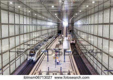 Stock Photo - S-Bahn City-Tunnel train S Bahn station stop Wilhelm-Leuschner-Platz in Leipzig, Germany, Europe. Fotosearch