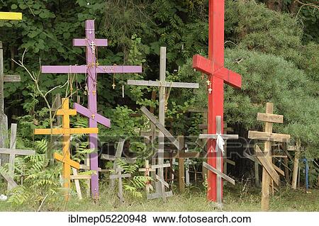 Stock Photo - Sacred mountain Grabarka, forest of penitent crosses, Swieta Gora Garbarka, Poland, Europe. Fotosearch