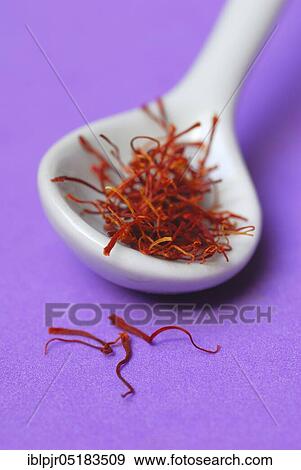 Stock Photo - Saffron (Crocus sativus), threads. Fotosearch