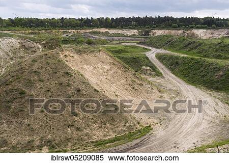 Stock Photography - Sand mining, soil mining, gravel pit, district of Vechta, Oldenburger Münsterland, Steinfeld, Lower Saxony, Germany, Europe. Fotosearch