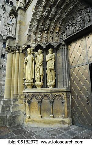 Stock Photo - Sculptures on the portal, Church of Our Dear Lady, Trier, Rhineland-Palatinate, Germany, Europe. Fotosearch
