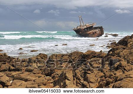 Stock Image - Shipwreck, Cape Agulhas, Western Cape, South Africa, Africa. Fotosearch