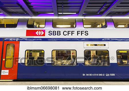 Stock Image - Siemens Desiro Double Deck double-decker train S-Bahn Zurich in the station Airport (ZRH) in the, Zurich, Switzerland, Europe. Fotosearch