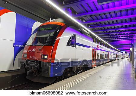 Stock Image - Siemens Desiro Double Deck double-decker train S-Bahn Zurich in the station Airport (ZRH) in the, Zurich, Switzerland, Europe. Fotosearch