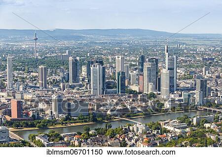 Skyline aerial view river Main skyscraper Commerzbank city, Frankfurt, Germany, Europe View Large Photo Image Stock Image - Skyline aerial view river Main skyscraper Commerzbank city, Frankfurt, Germany, Europe. Fotosearch