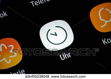 Smartphone, Display, App, Clock View Large Photo Image Stock Photo - Smartphone, Display, App, Clock. Fotosearch